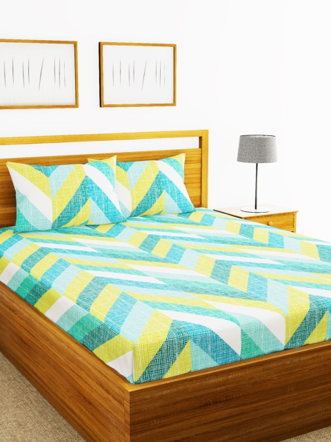 

BIANCA Green & Yellow Printed 110 TC Double Bedsheet With 2 Pillow Covers