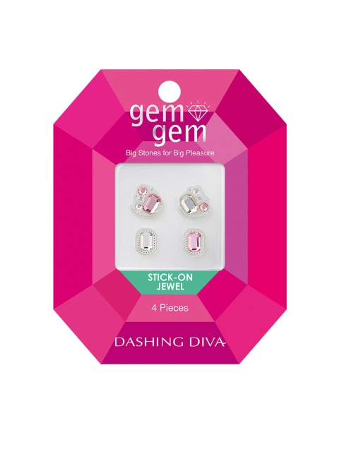 

Dashing Diva Women Gem Gem Simple Stone Stick-On Nail Jewel, Pink