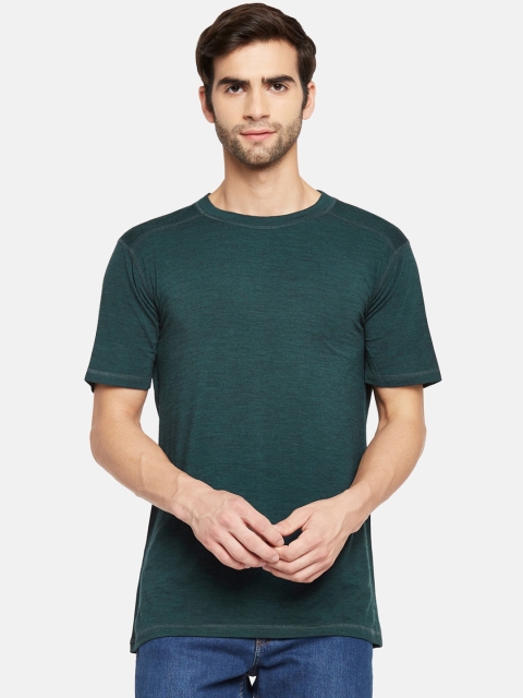 Kosha Men Green Solid Merino-Bamboo Thermal Top