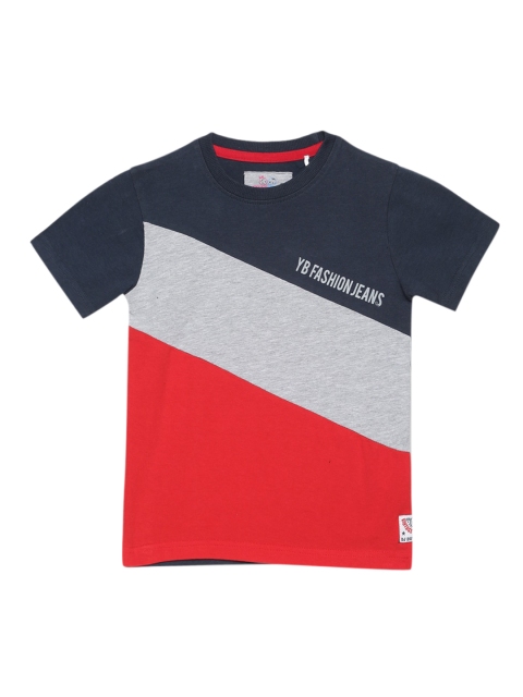 

YOUNG BIRDS Boys Red Colourblocked Round Neck T-shirt