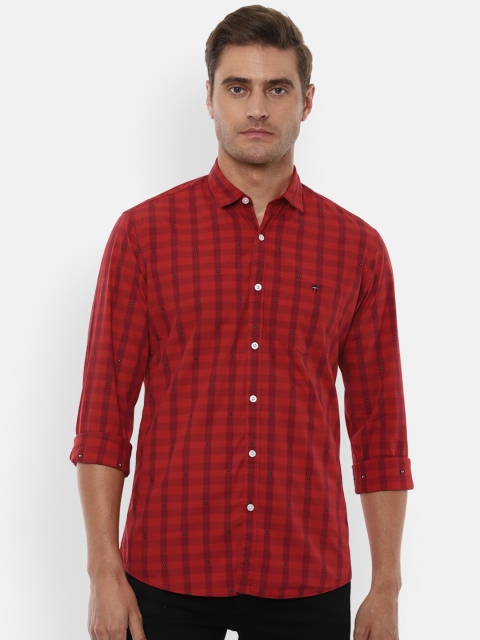 

Louis Philippe Jeans Men Red Slim Fit Checked Casual Shirt