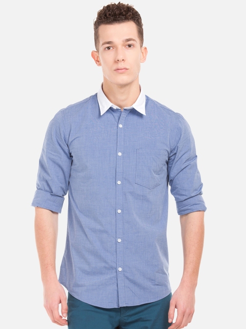 

Ruggers Men Blue Regular Fit Self Design Casual Shirt