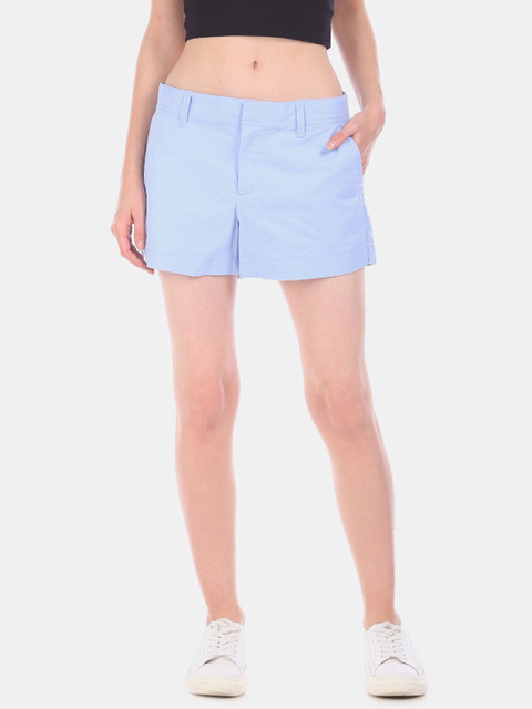 

GAP Women Blue Solid Regular Fit Regular Shorts