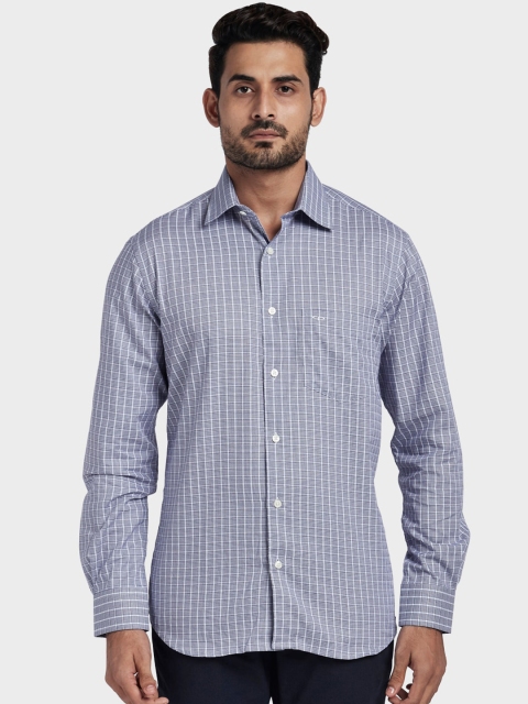 

ColorPlus Men Blue Tailored Fit Checked Casual Shirt