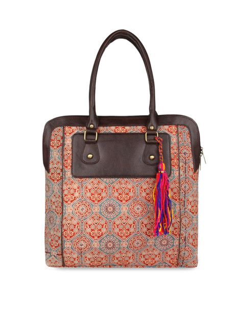 

Vivinkaa Orange & Blue Printed Handheld Bag