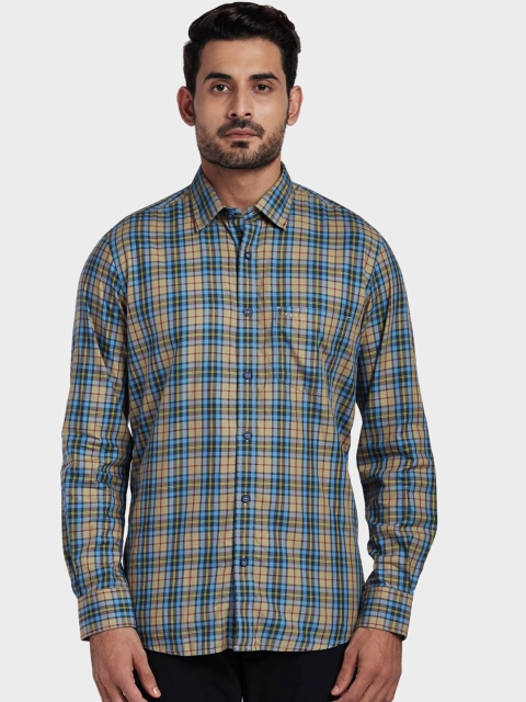 

ColorPlus Men Blue & Beige Tailored Fit Checked Casual Shirt