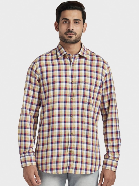 

ColorPlus Men Red & Yellow Tailored Fit Checked Casual Shirt