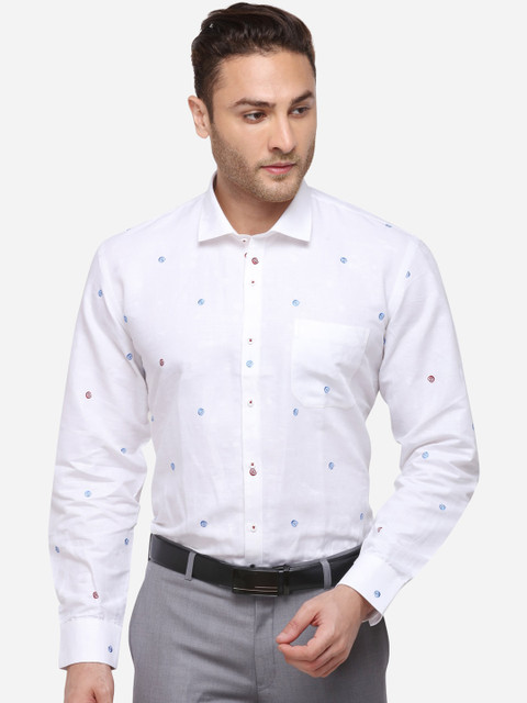 

JADE BLUE Men White Regular Fit Printed Formal Shirt