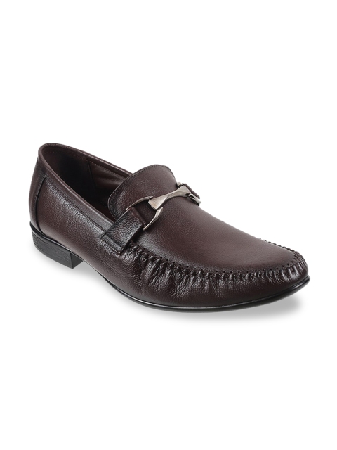 

Mochi Men Brown Textured Leather Formal Loafers