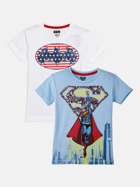 

Kids Ville Justice League Printed Pack Of 2 Tshirt for Boys, Multi