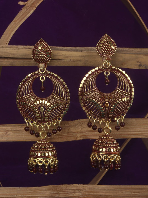 

ANIKAS CREATION Gold-Plated Circular Jhumkas