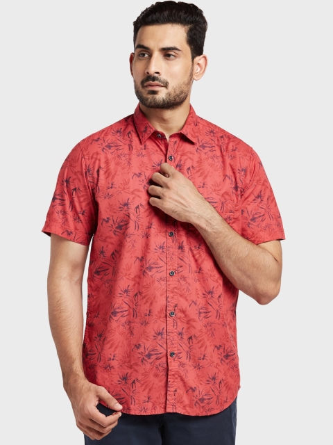 

ColorPlus Men Red & Black Tailored Fit Printed Casual Shirt