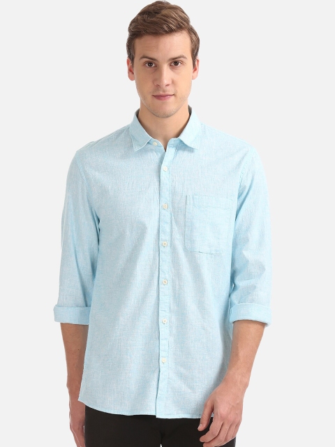 

Ruggers Men Blue Regular Fit Self Design Casual Shirt