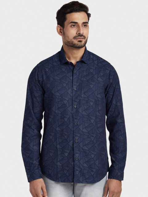 

ColorPlus Men Navy Blue Regular Fit Printed Casual Shirt