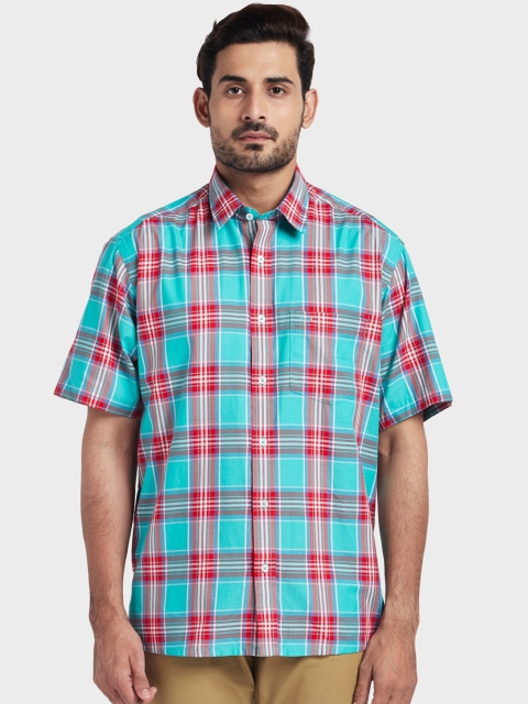 

ColorPlus Men Green & Red Regular Fit Checked Casual Shirt