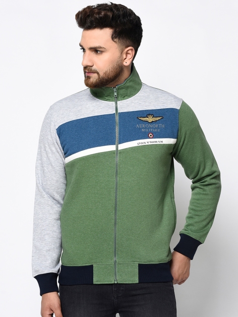 

98 Degree North Men Green & Blue Colourblocked Sweatshirt