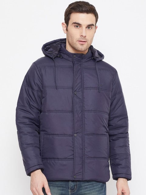 

Okane Men Navy Blue Solid Padded Jacket