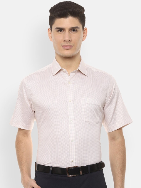 

Van Heusen Men Cream-Coloured Regular Fit Checked Formal Shirt