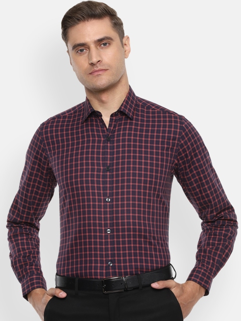 

Louis Philippe Men Maroon & Red Slim Fit Checked Formal Shirt