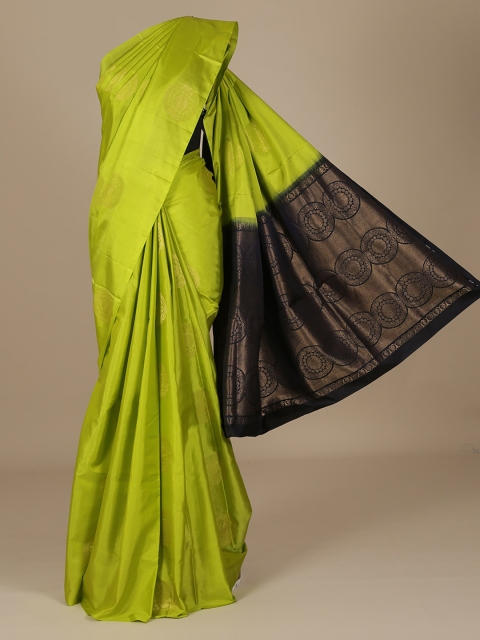 

Pothys Green Solid Pure Silk Saree