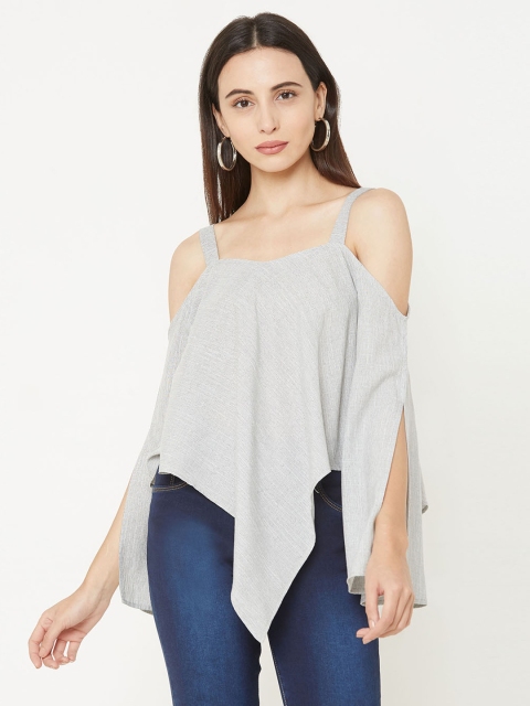 

MISH Women Grey Striped Top