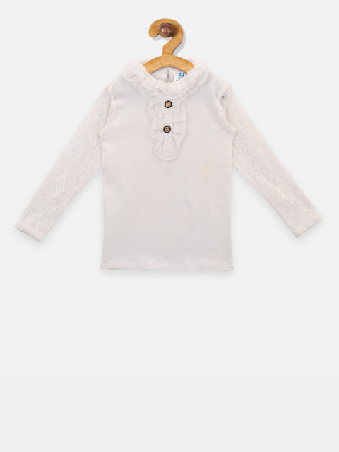 

LilPicks Girls White Solid Shirt Style Top