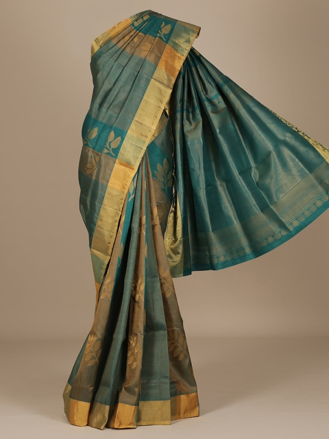 

Pothys Blue & Gold-Toned Pure Silk Woven Design Saree