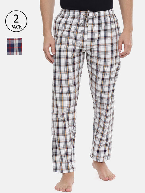 

Joven Men Pack Of 2 Checked Lounge Pants, White