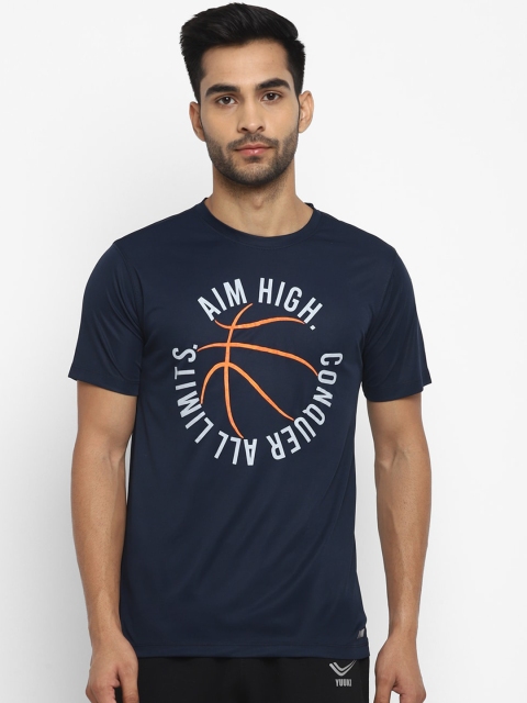 

Yuuki Men Navy Blue Printed Round Neck T-shirt