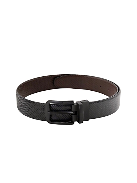 

WELBAWT Men Black Textured Leather Belt
