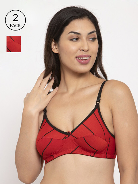 

Innocence Red Pack of 2 Printed Non-Wired Non Padded Everyday Bra BBAPLIN90627_28B
