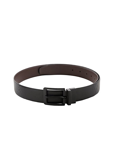 

WELBAWT Men Black & Brown Textured Leather Reversible Belt