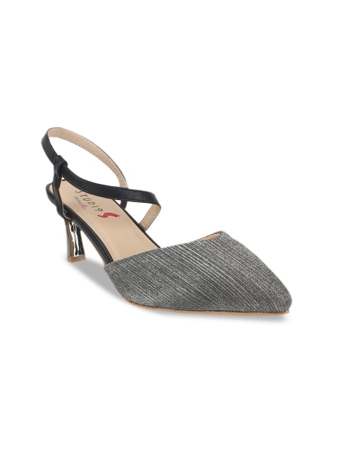 

STEPpings Women Black Woven Design Pumps