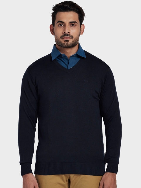 

ColorPlus Men Blue Solid Pullover Sweater