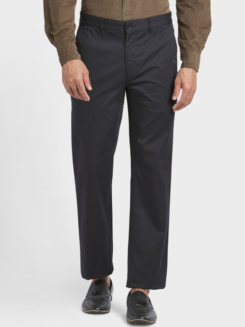 

ColorPlus Men Black Regular Fit Solid Regular Trousers