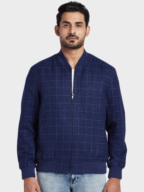 

ColorPlus Men Blue Checked Bomber