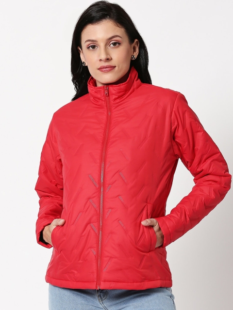 

Bewakoof Women Red Solid Water Resistant Padded Jacket