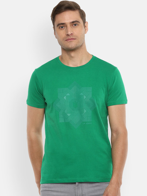 

Louis Philippe Jeans Men Green Printed Round Neck T-shirt