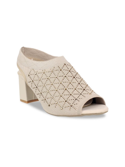 

STEPpings Women Beige Embellished Peep Toes