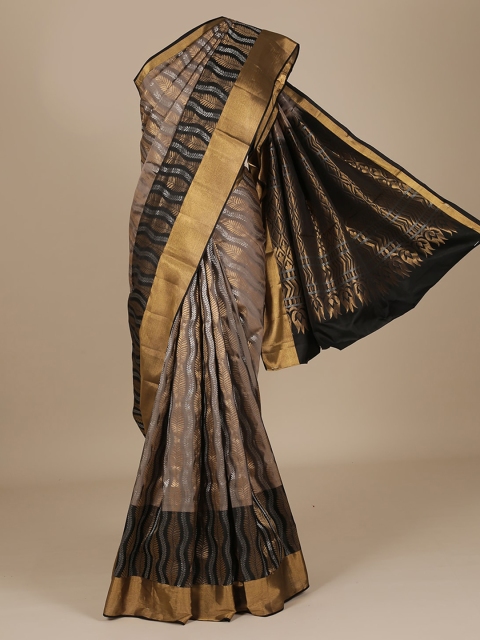 

Pothys Grey & Gold-Toned Pure Silk Woven Design Saree