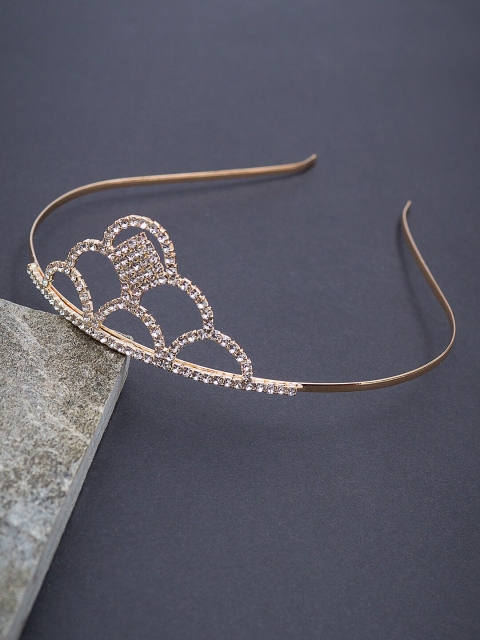 

Golden Peacock Women Gold-Toned & White Stones Embellished Tiara