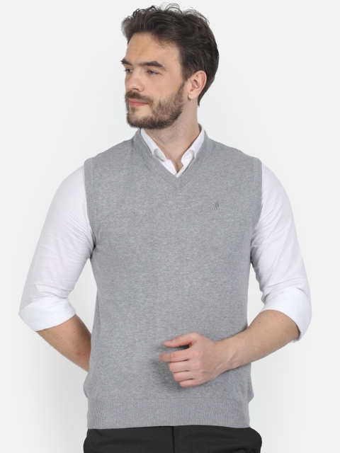 

Monte Carlo Men Grey Solid Sweater Vest