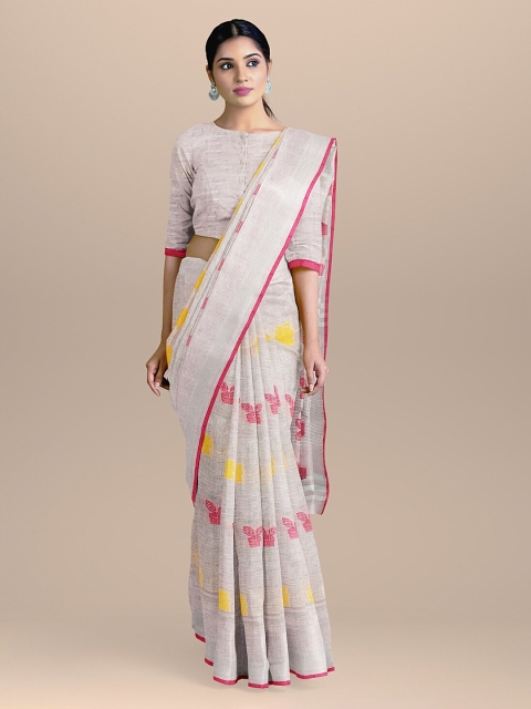 

BharatSthali Pink Pure Linen Bhagalpuri Sustainable Saree