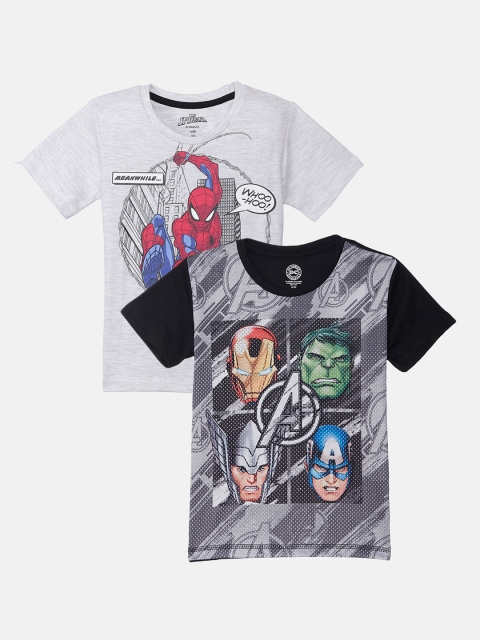 

Kids Ville Boys Pack Of 2 Avengers Printed Round Neck T-shirt, White