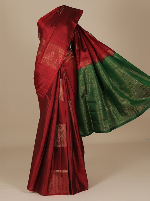 

Pothys Maroon & Green Pure Silk Woven Design Saree