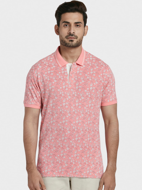

ColorPlus Men Peach-Coloured Printed Polo Collar T-shirt