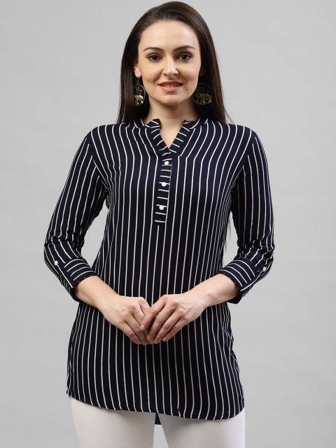 

KASSUALLY Women's Navy Blue & White Striped Tunic