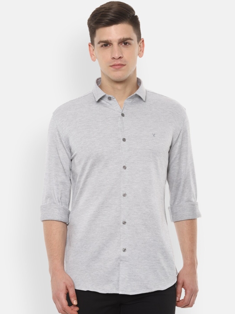 

V Dot Men Grey Slim Fit Solid Casual Shirt