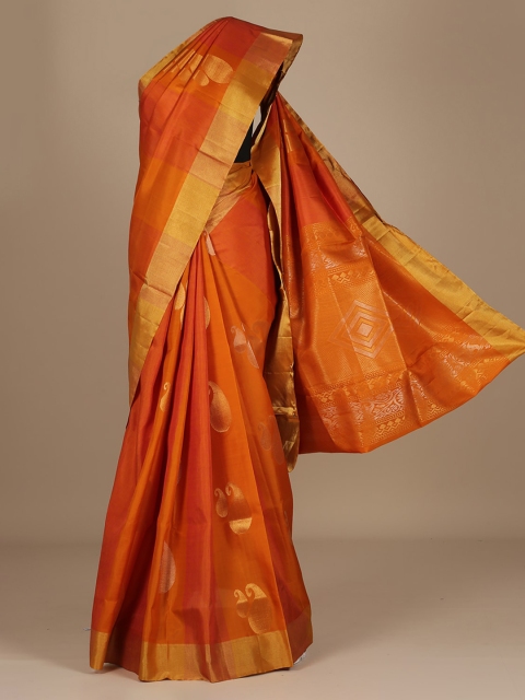 

Pothys Orange Printed Pure Silk Saree