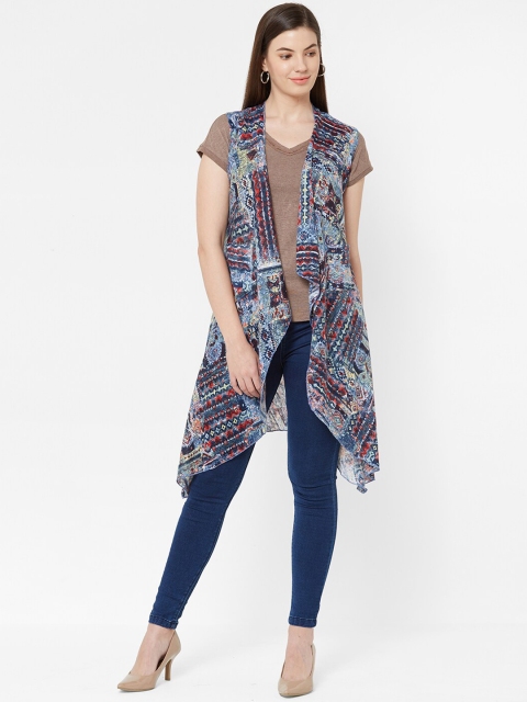 

Juliet Women Multicolored Printed Longline Open Front Shrug, Multi